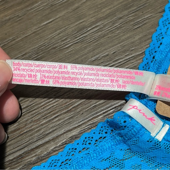 Victoria's Secret PINK Floral Lace Sheer Turquoise Cheeky Panty Large - Picture 6 of 11